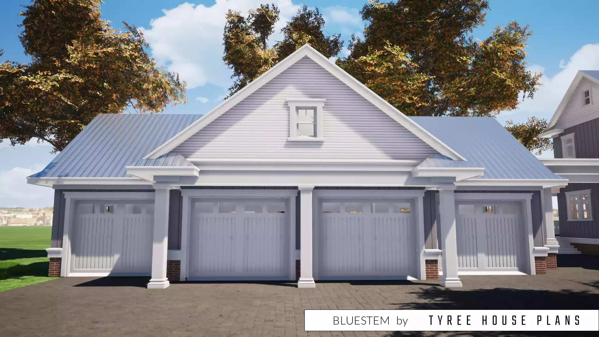 4 car garage. Bluestem by Tyree House Plans.