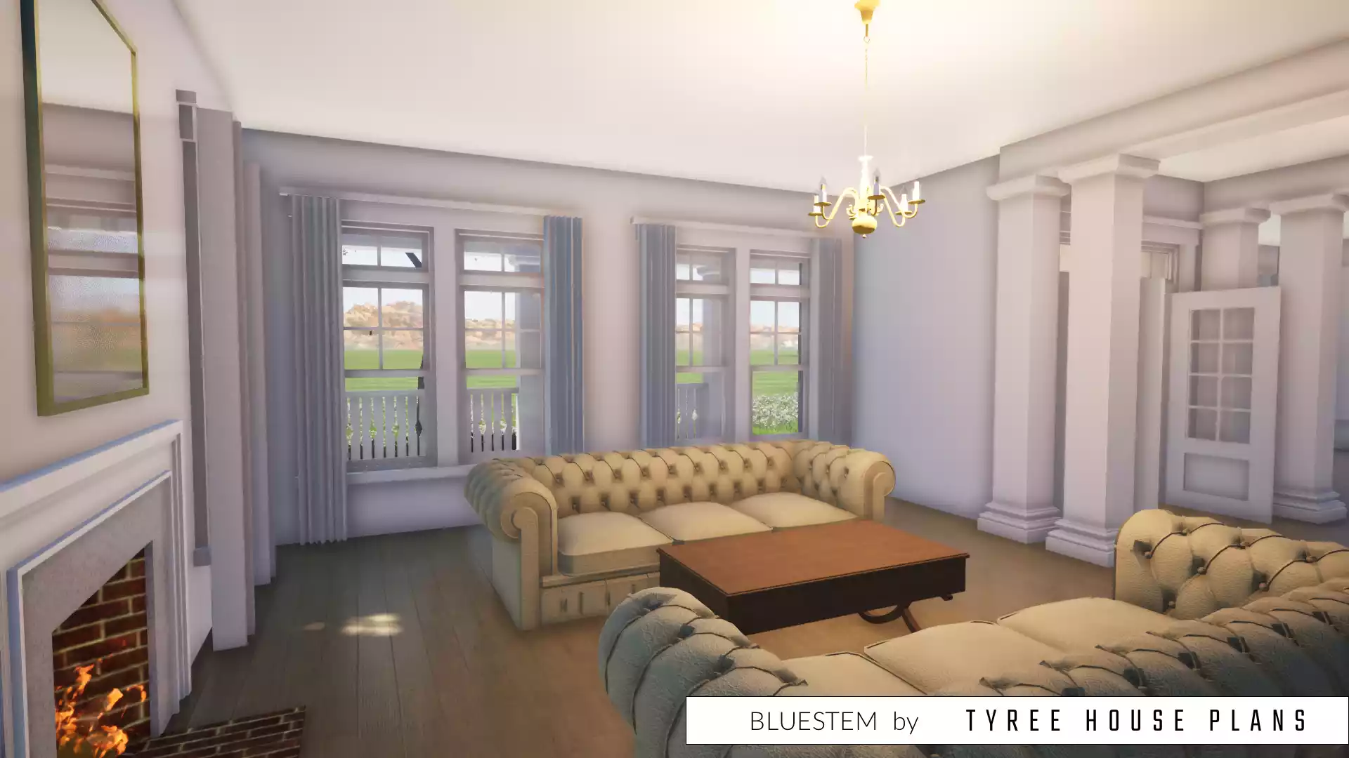 Formal living room. Bluestem by Tyree House Plans.