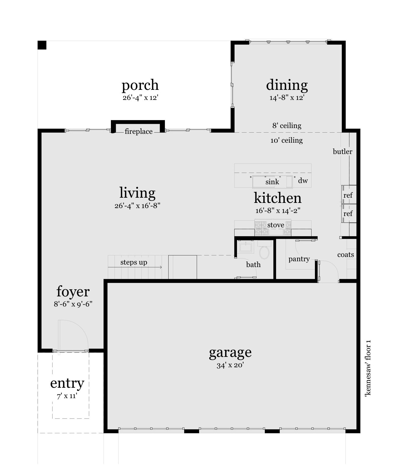 Floor 1. Kennesaw by Tyree House Plans.