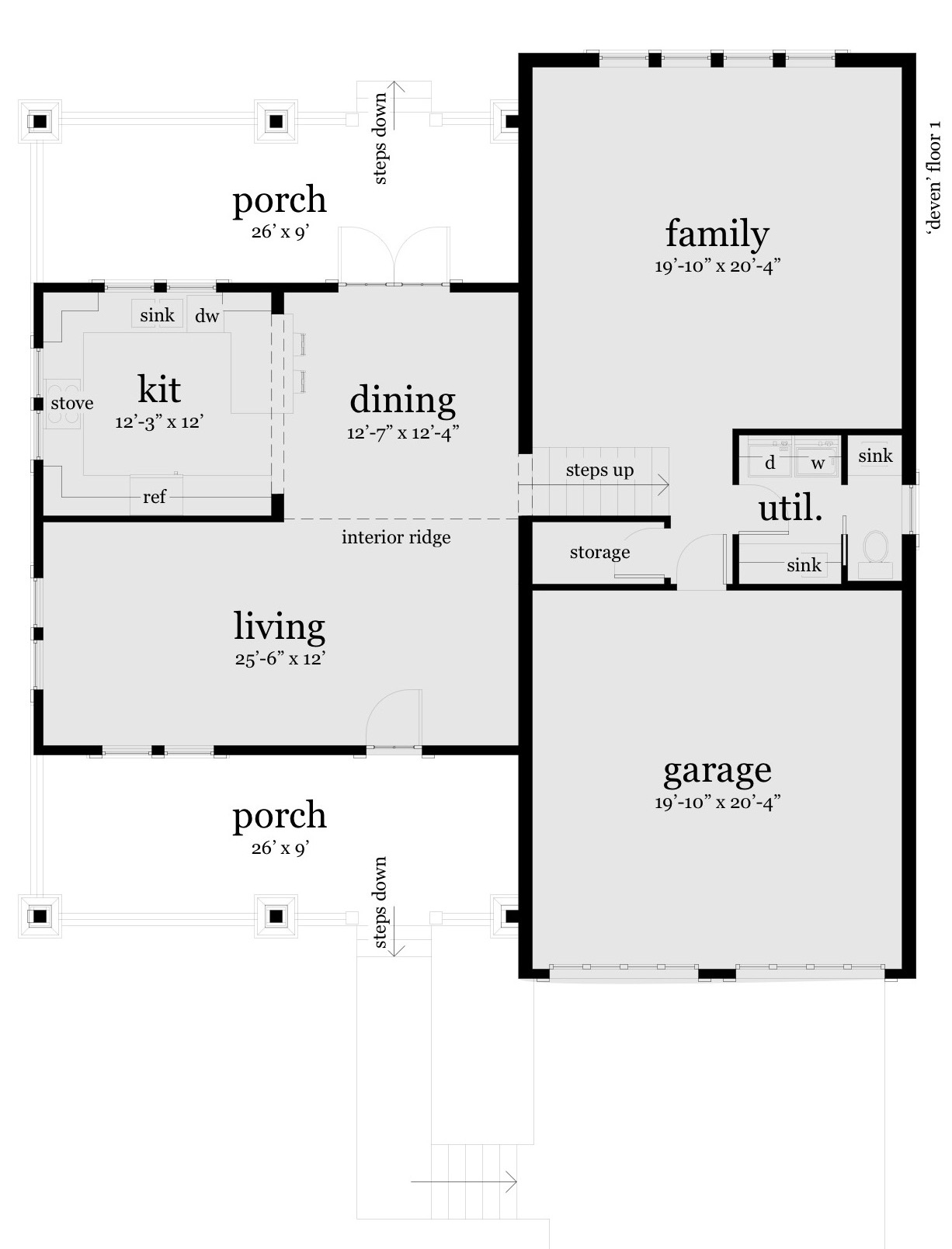 Floor 1. Deven by Tyree House Plans.