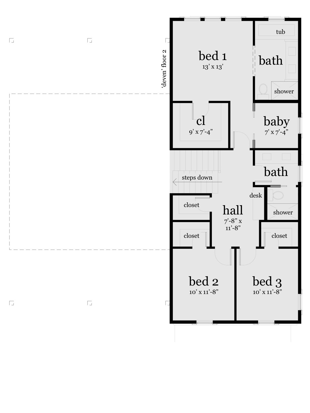 Floor 2. Deven by Tyree House Plans.