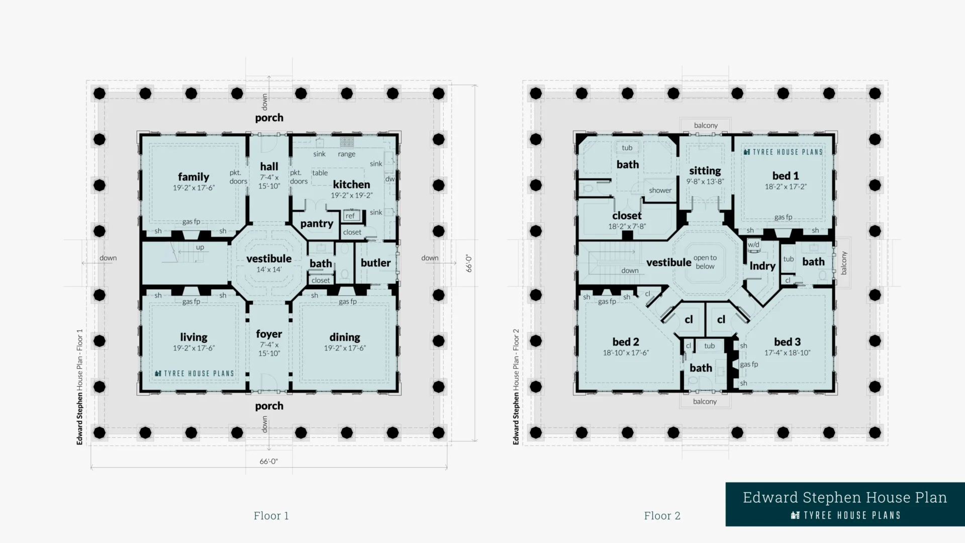 Edward Stephen House Plan Floor Artwork by Tyree House Plans