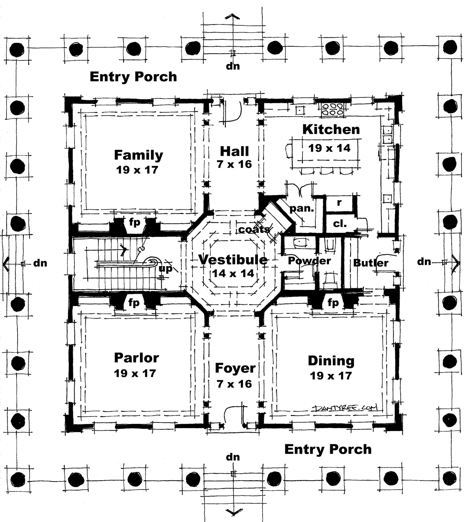 Southern Plantation Home. 4500 Square Feet. Tyree House Plans.