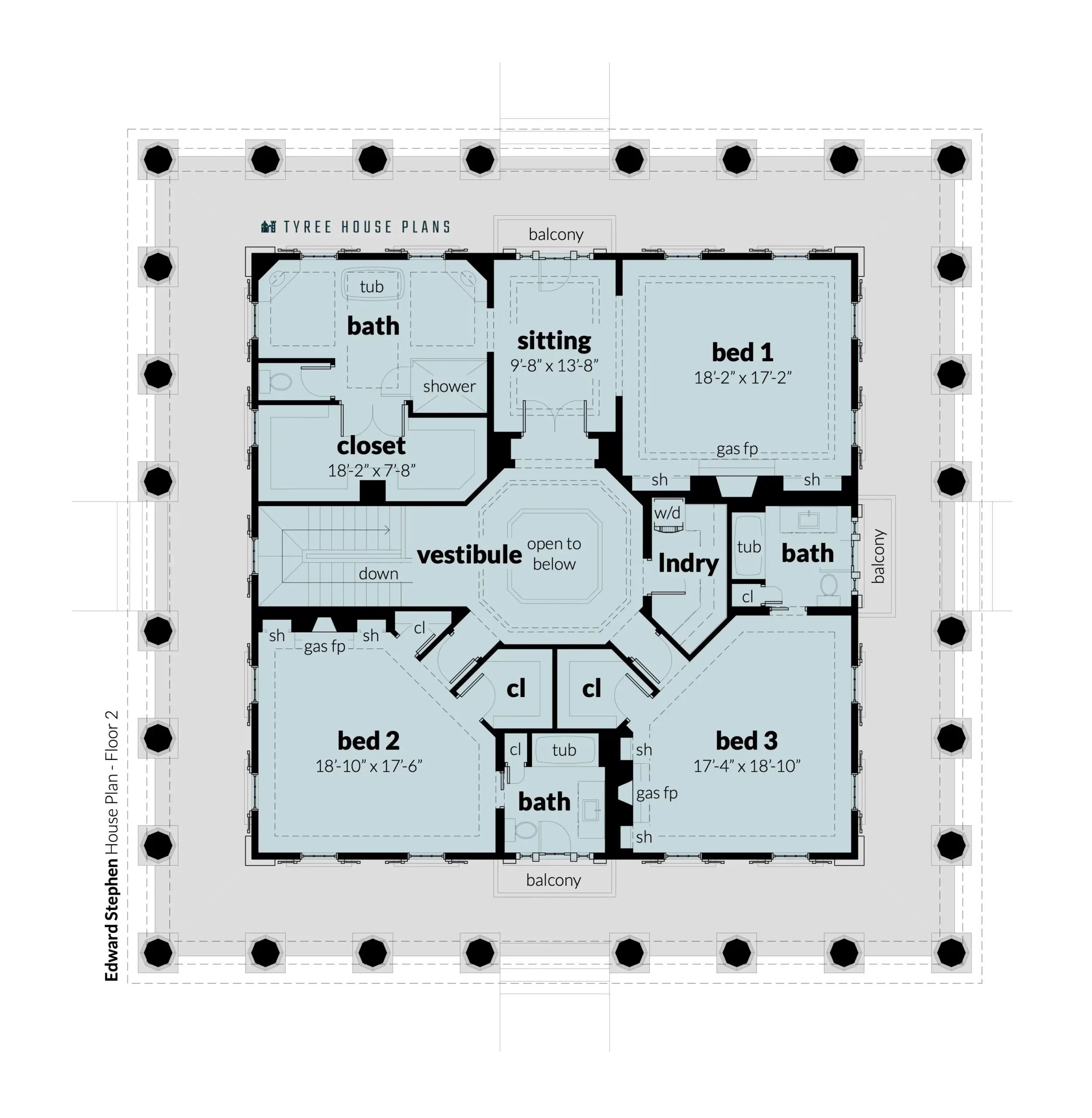 Floor 2 - Edward Stephen House Plan by Tyree House Plans