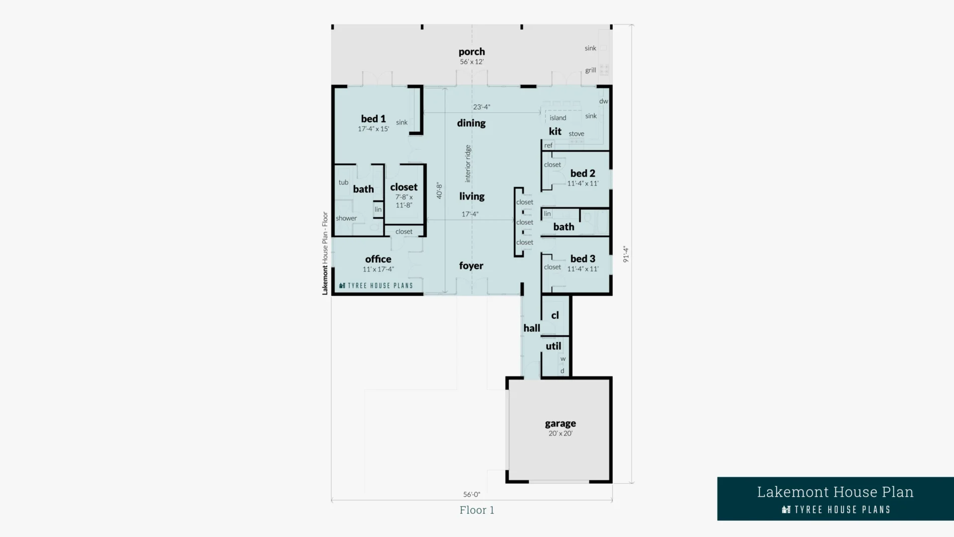 Lakemont House Plan Floor Artwork by Tyree House Plans