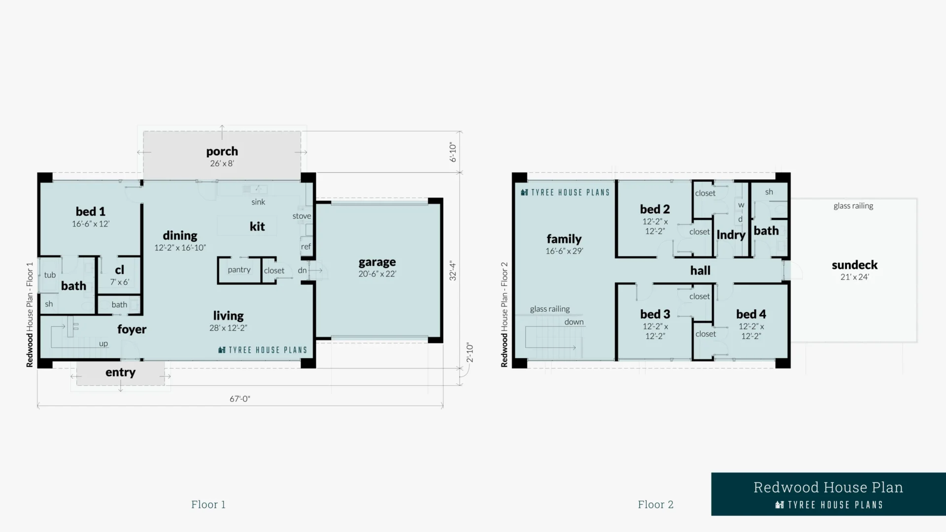 Redwood House Plan Floor Artwork by Tyree House Plans