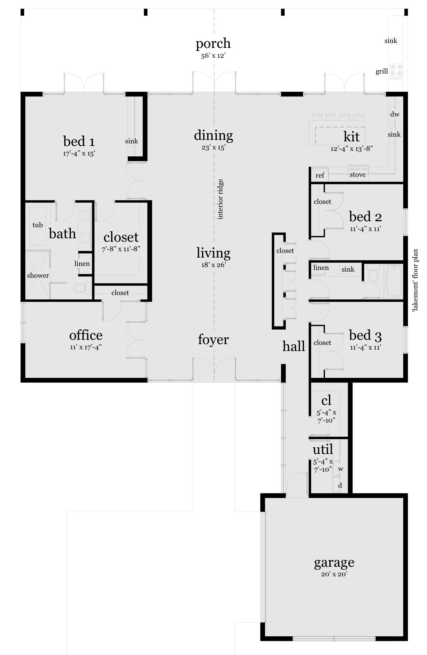 Floor plan. Lakemont by Tyree House Plans