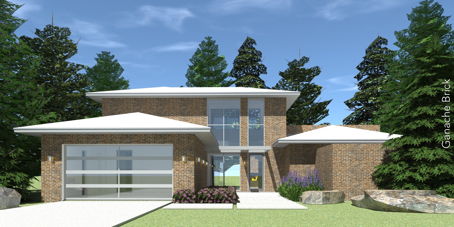 Modern Brick House with Theatre - Ganache Brick by Tyree House Plans.