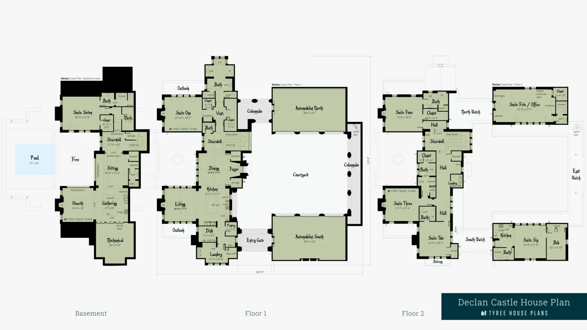 Declan Castle House Plan Floor Artwork by Tyree House Plans