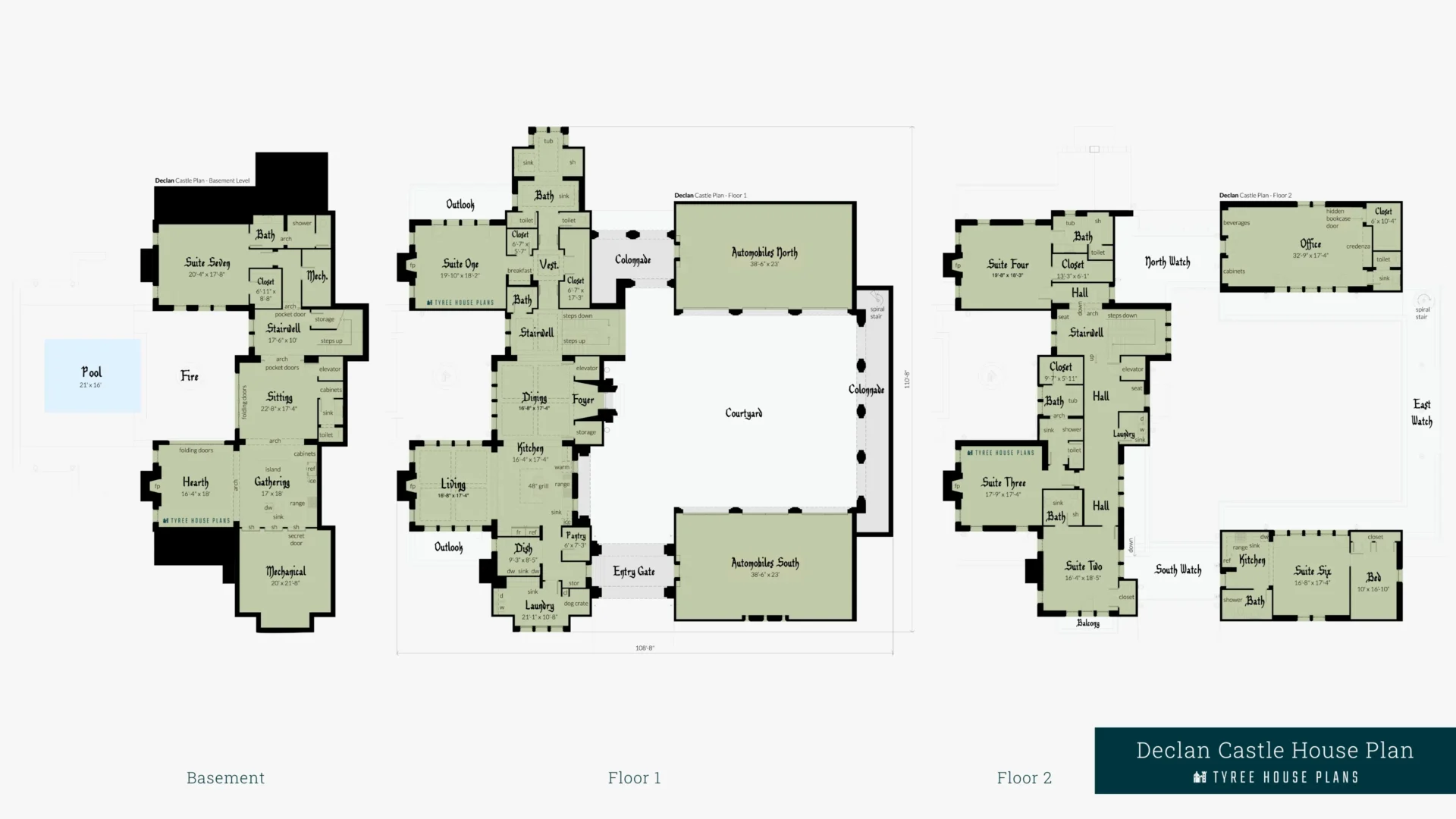 Declan Castle House Plan Floor Artwork by Tyree House Plans