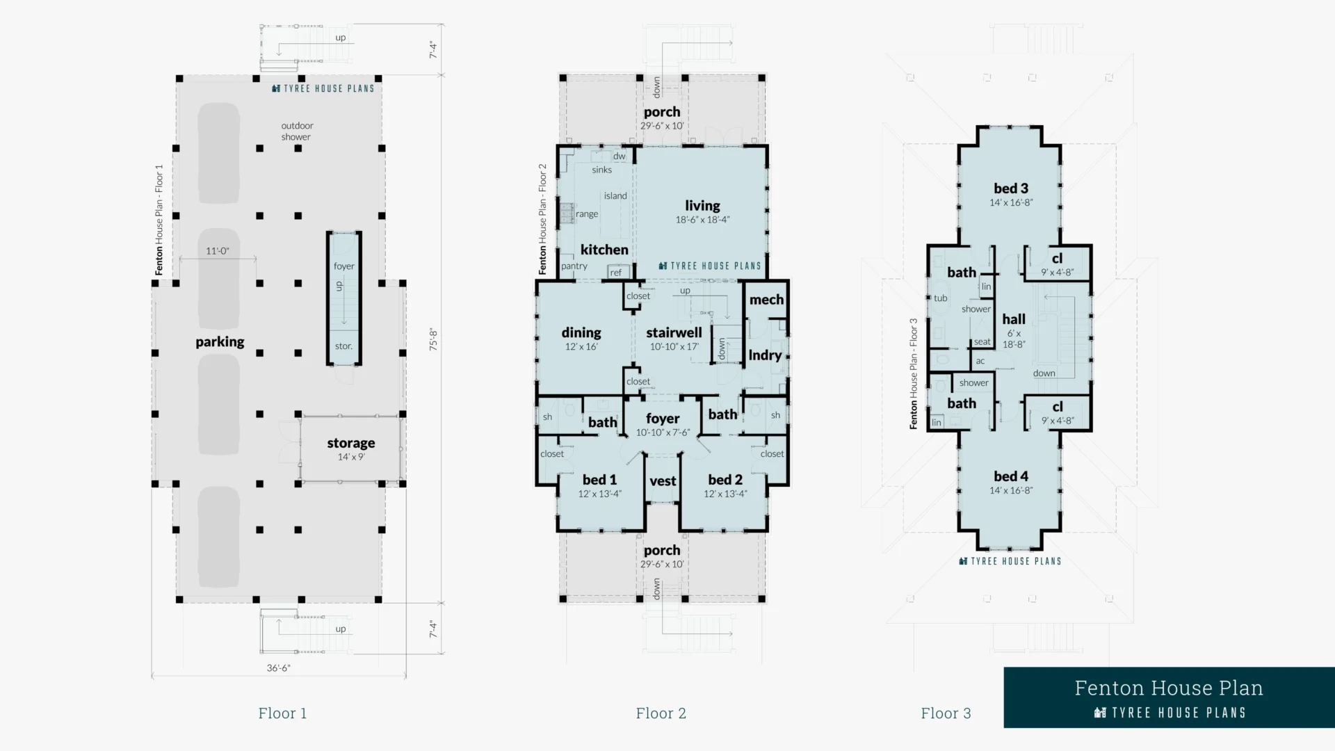 Fenton House Plan Floor Artwork by Tyree House Plans