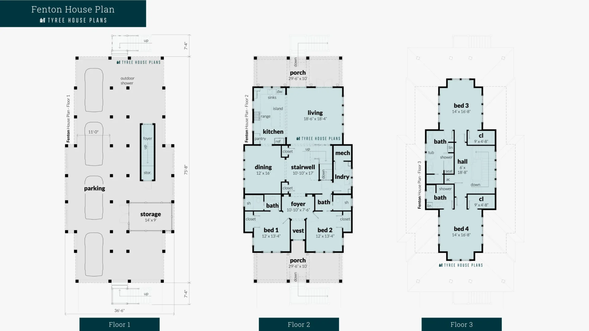 Fenton House Plan Floor Artwork by Tyree House Plans