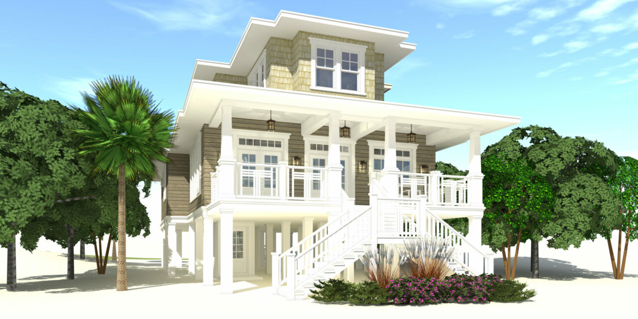 Fenton. 4 bedroom beach house with large porches by Tyree House Plans.