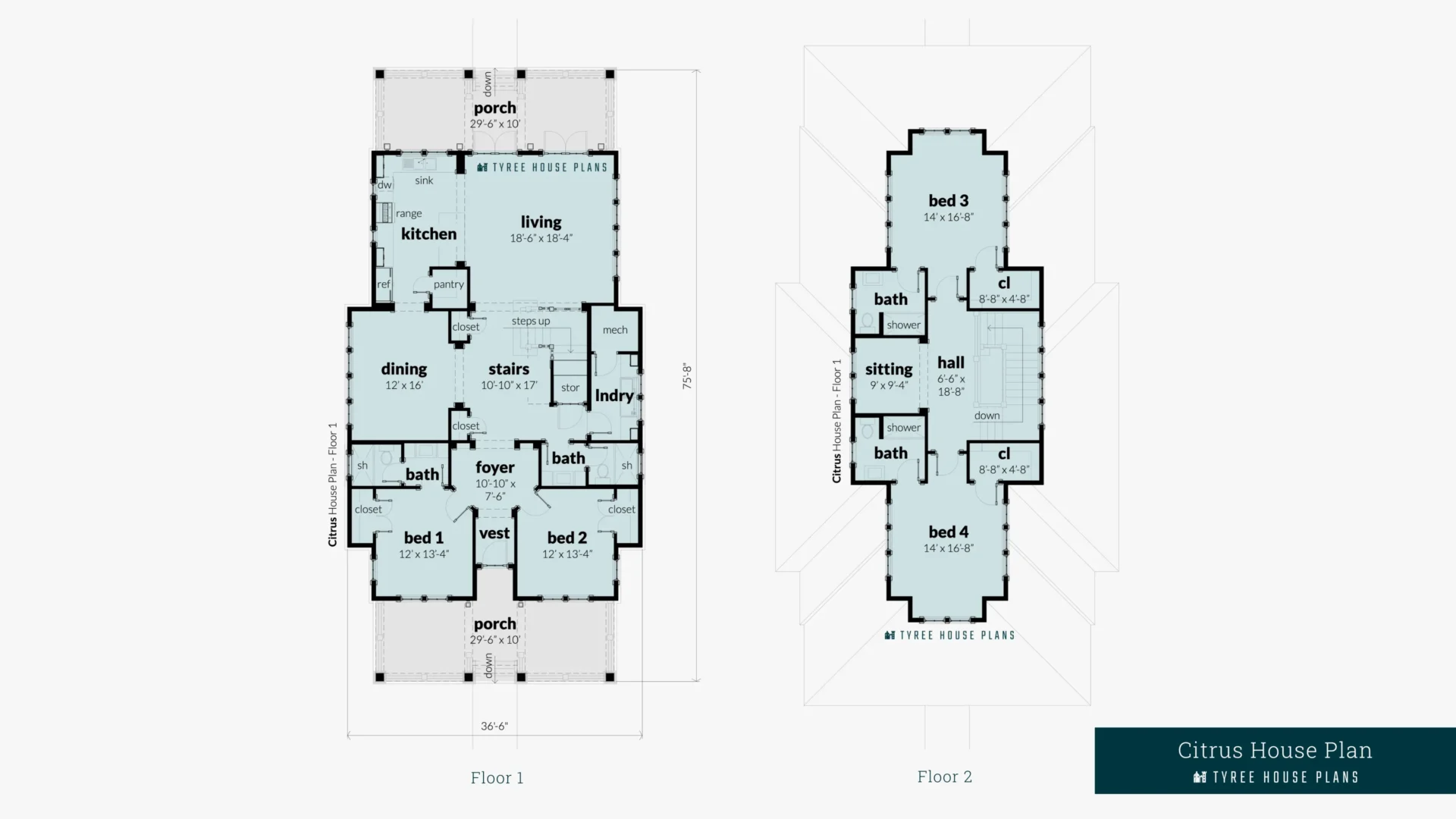 Citrus House Plan Floor Artwork by Tyree House Plans