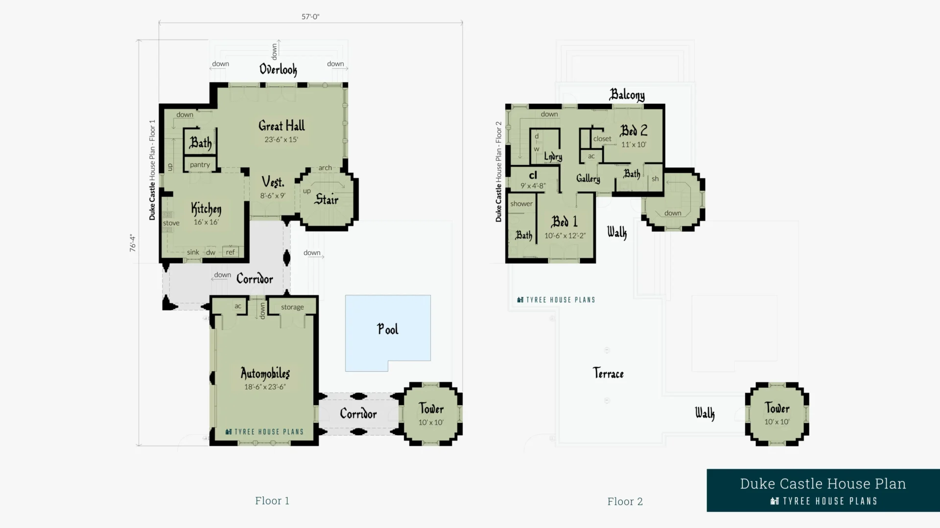 Duke Castle House Plan Floor Artwork by Tyree House Plans