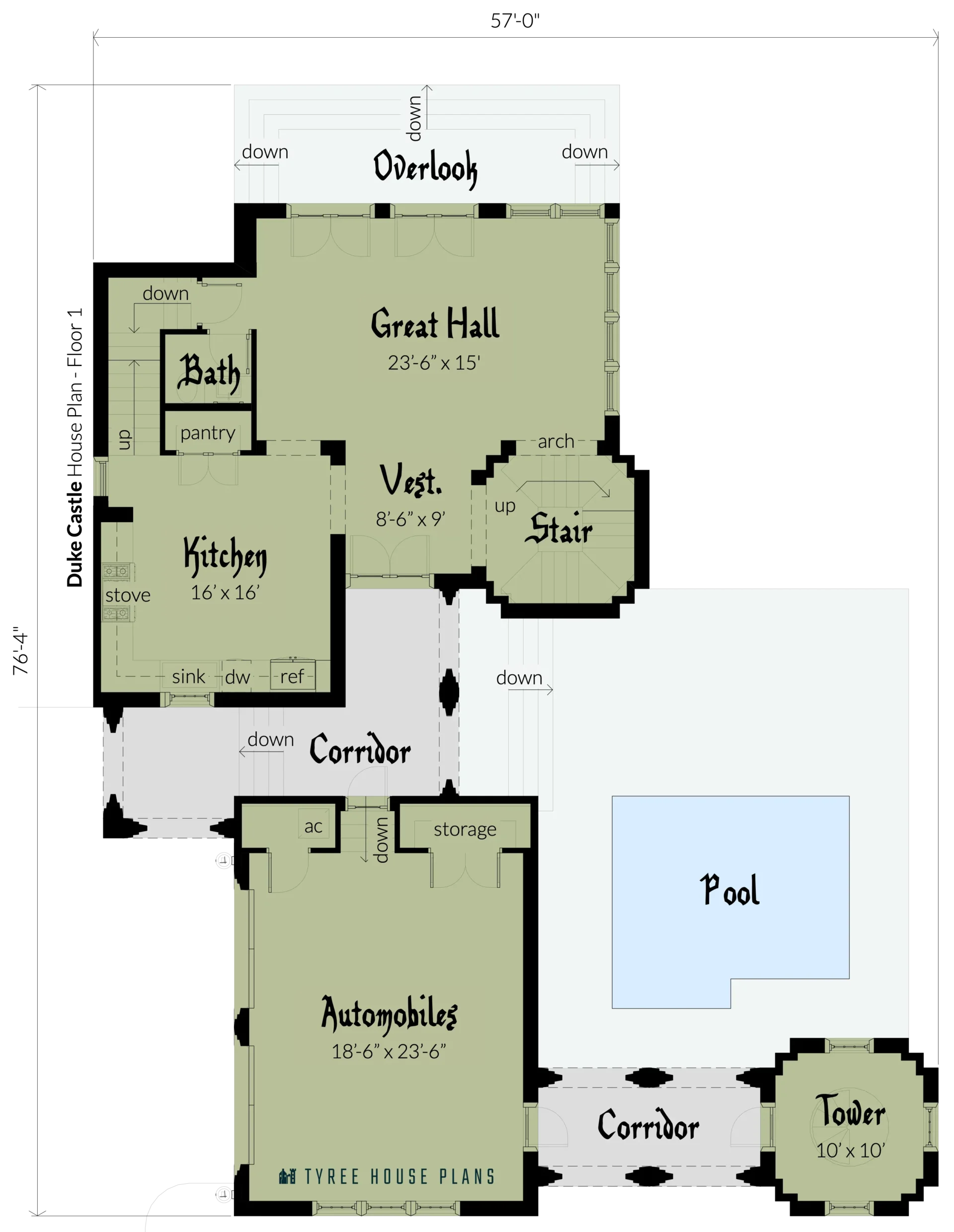 Floor 1 - Duke Castle by Tyree House Plans