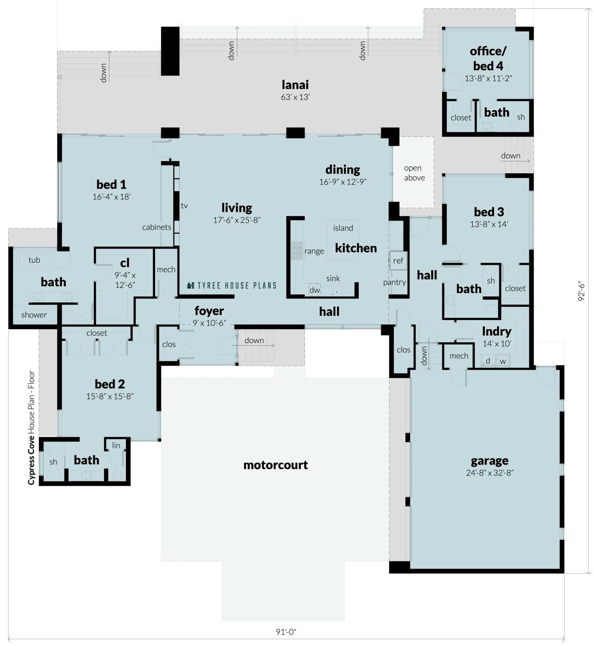 Floor - Cypress Cove by Tyree House Plans