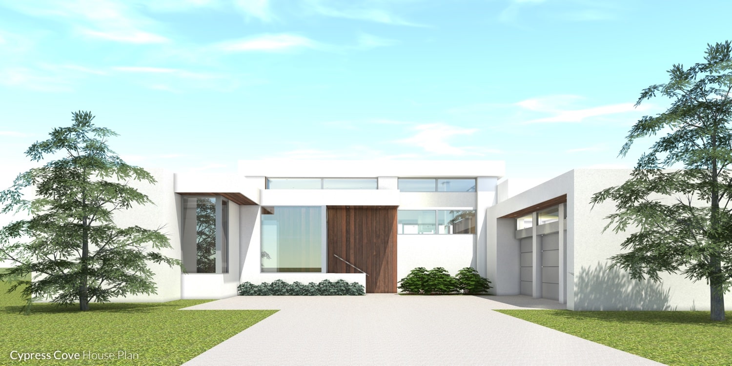 Luxury Modern Patio Home. 4 Bedroom Suites. Cypress Cove by Tyree House Plans.
