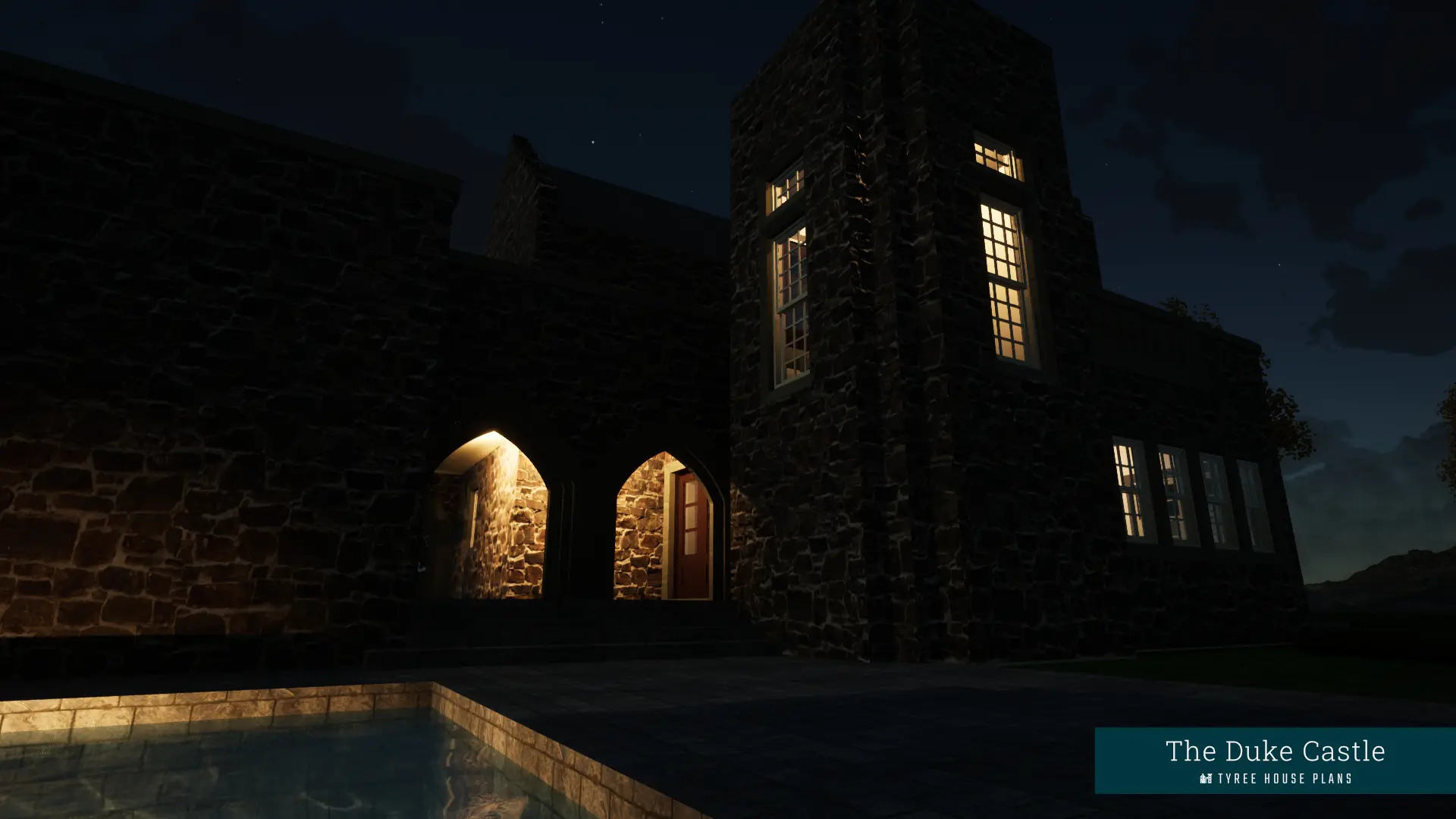 Pool at Night - Duke Castle Plan