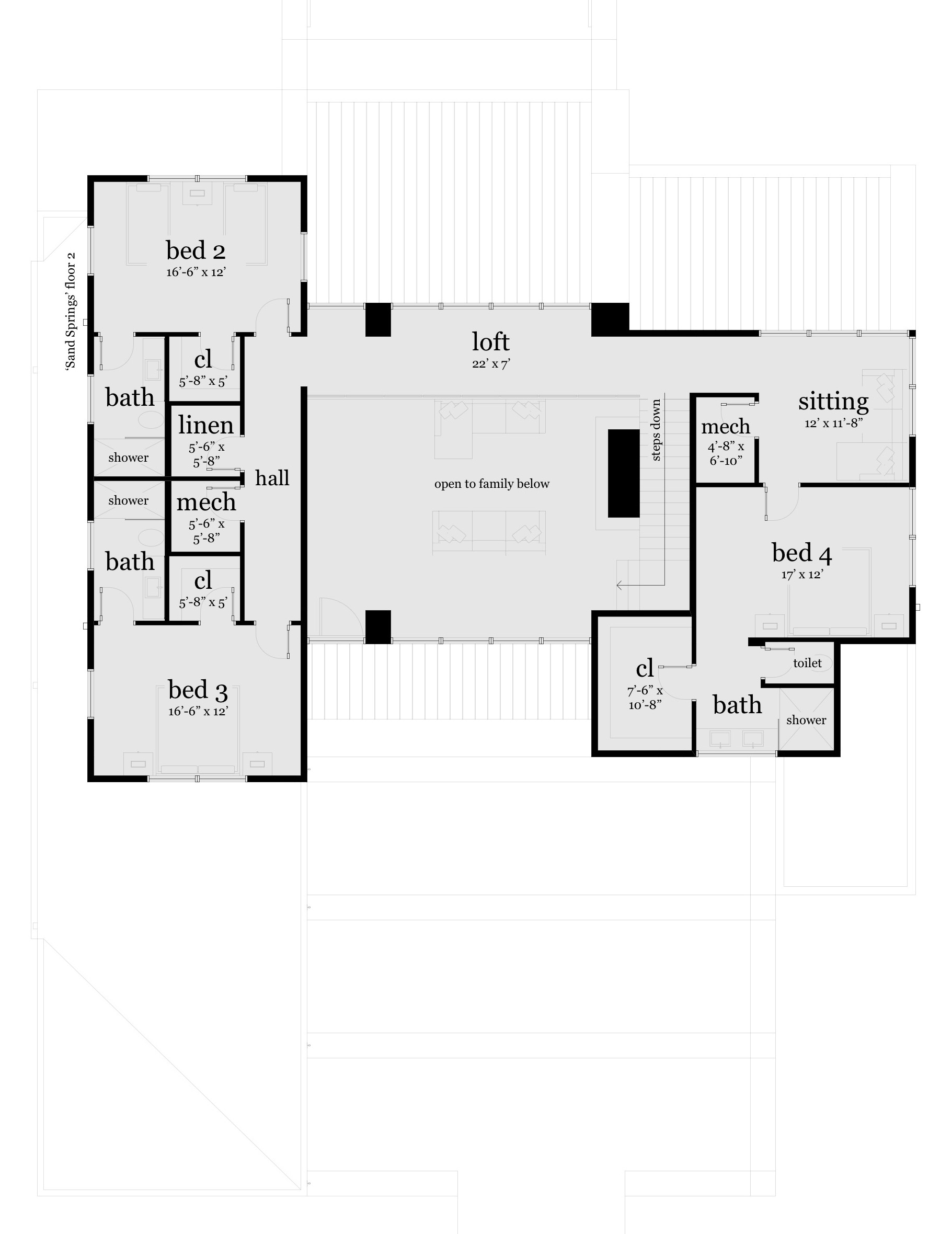 Floor 2. Sand Springs by Tyree House Plans.