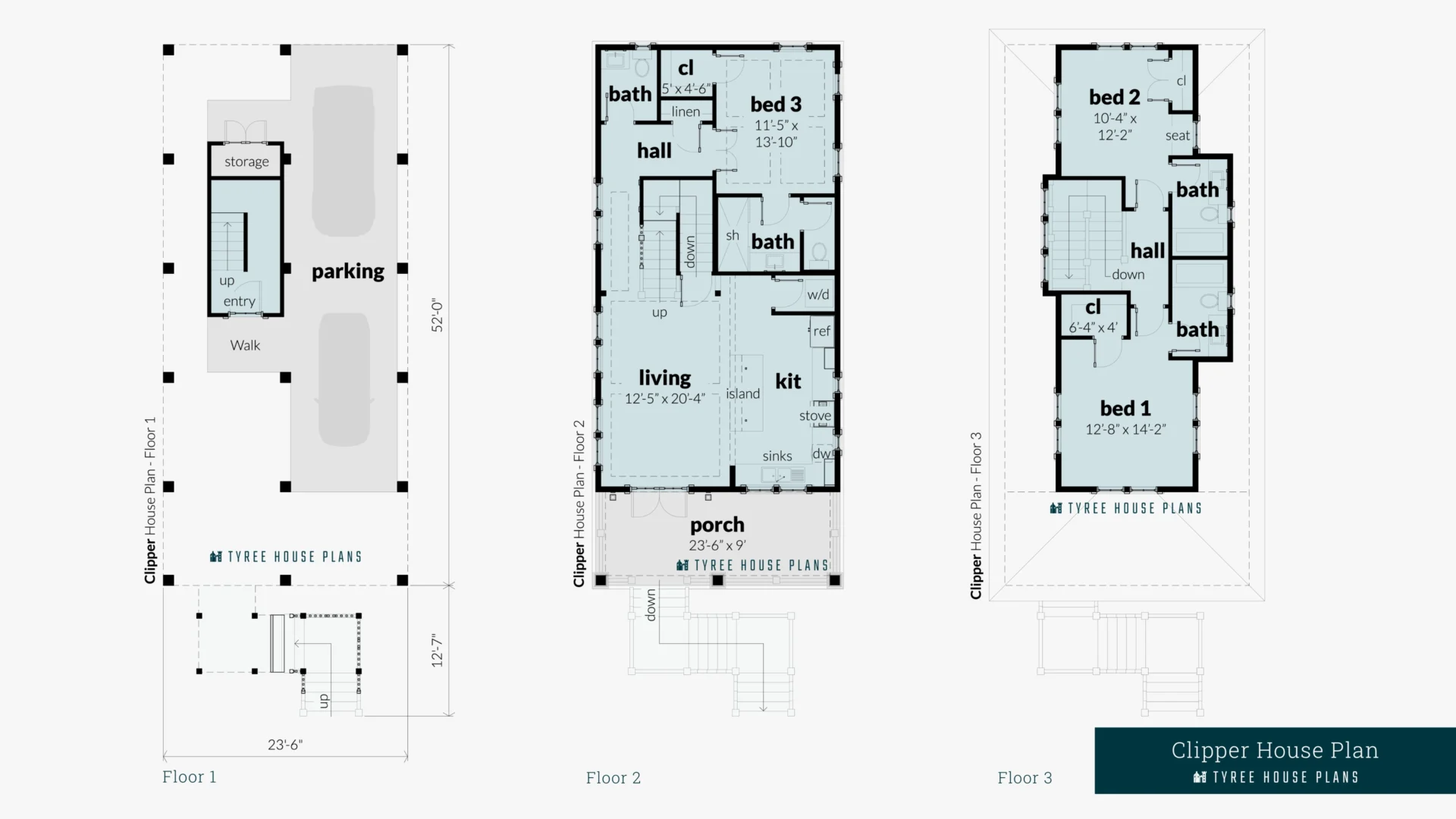Clipper House Plan Floor Artwork by Tyree House Plans