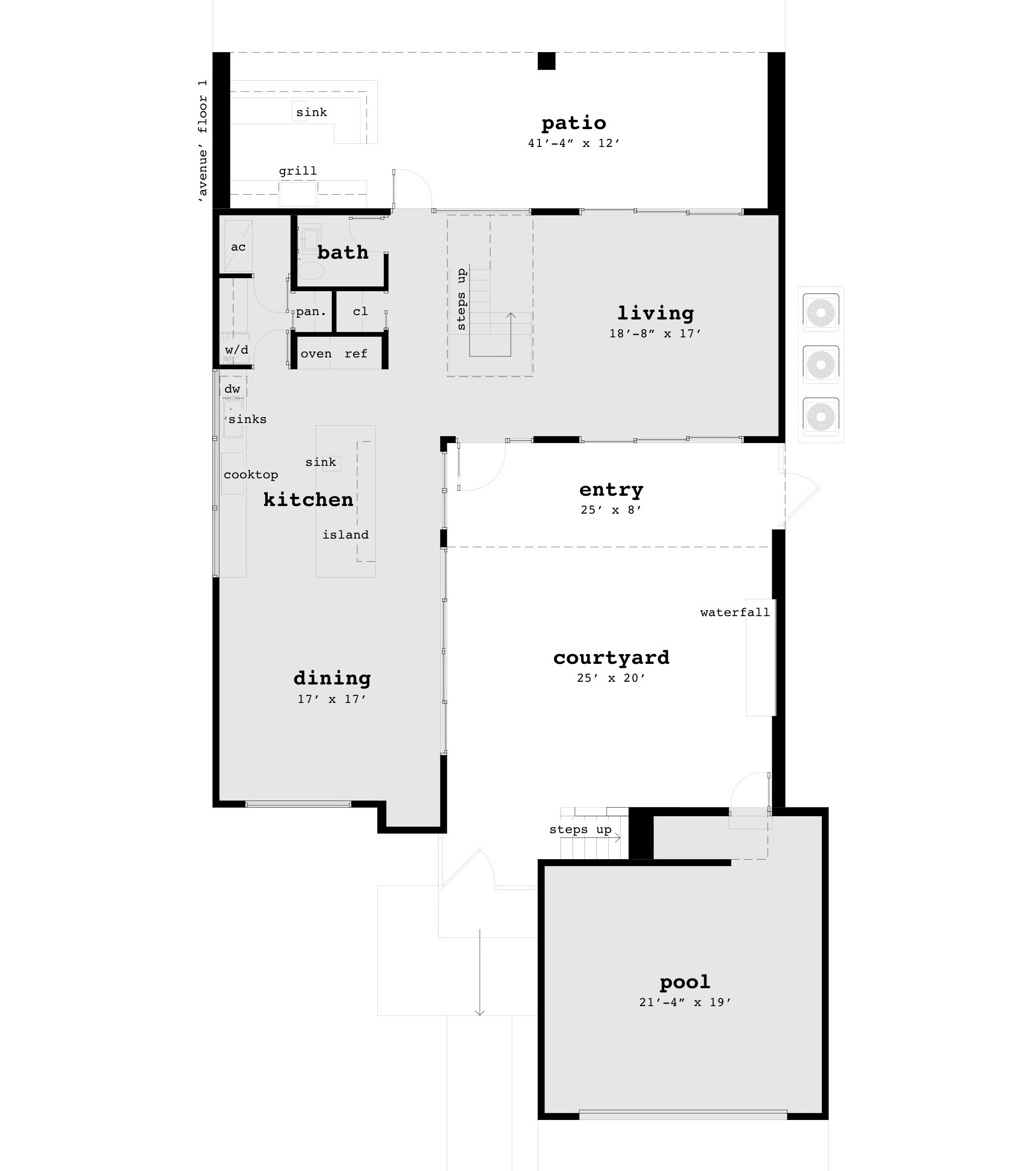 Floor 1 - Avenue House Plan - Tyree House Plans
