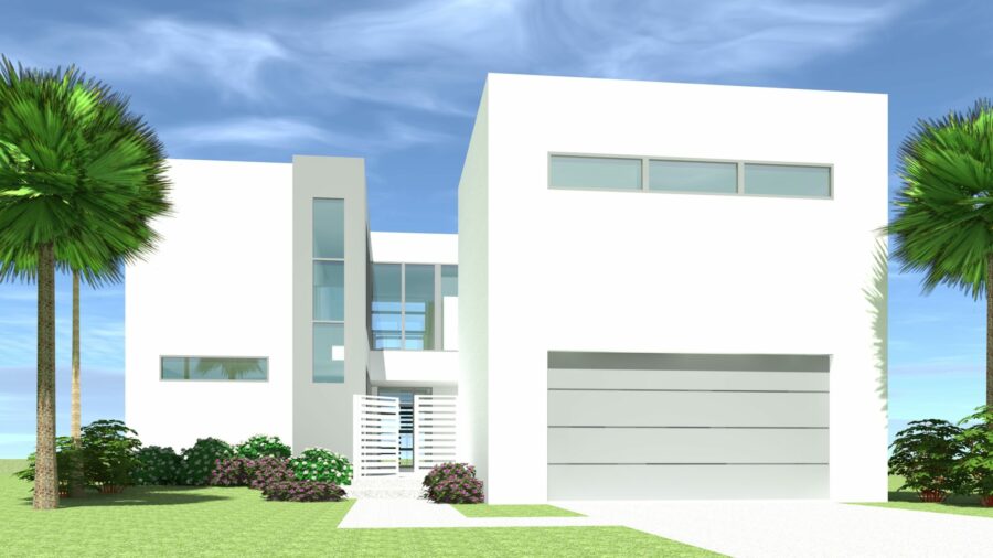 Modern Courtyard Home. Waterfront Design. Avenue by Tyree House Plans.