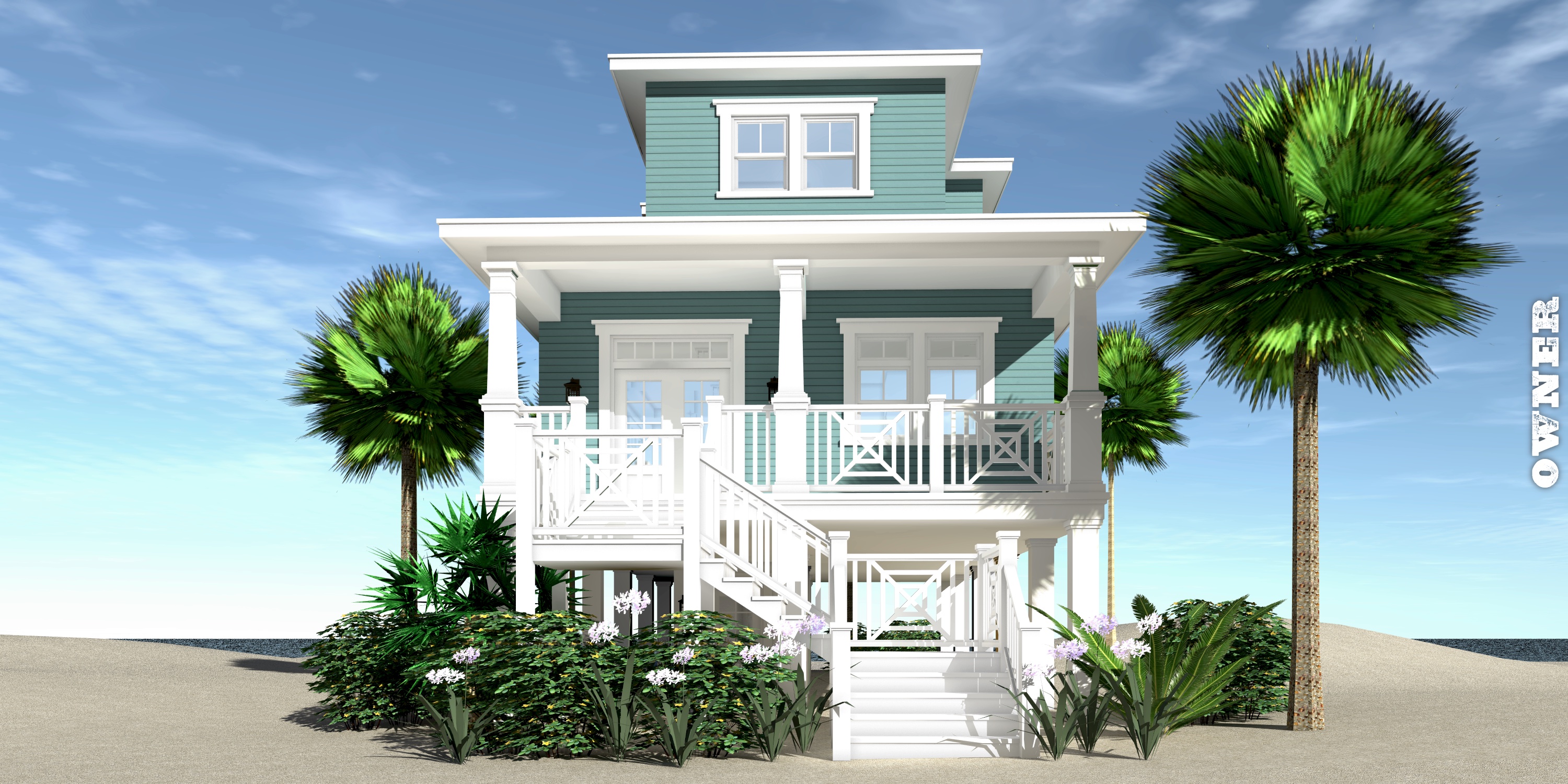 3 Bedroom Beach House Plan with Storage Below. Tyree House Plans.