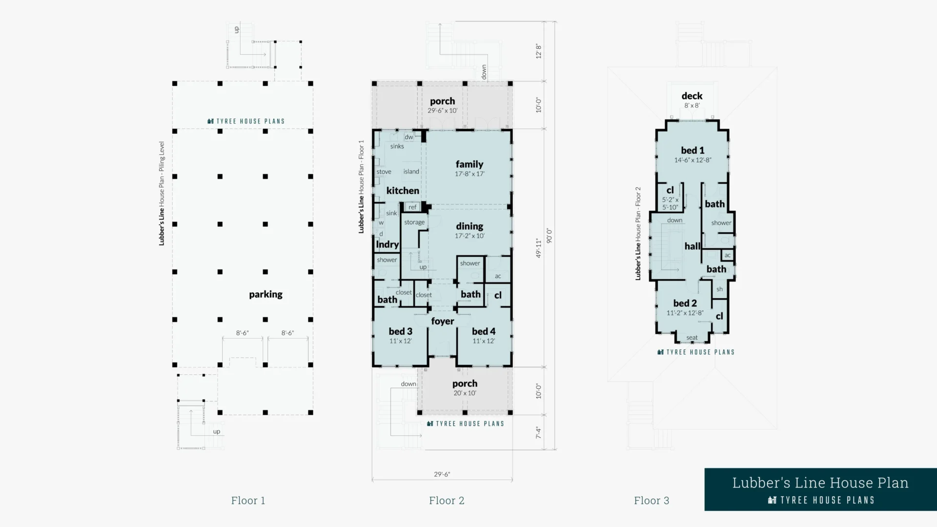 Lubber's Line House Plan Floor Artwork by Tyree House Plans