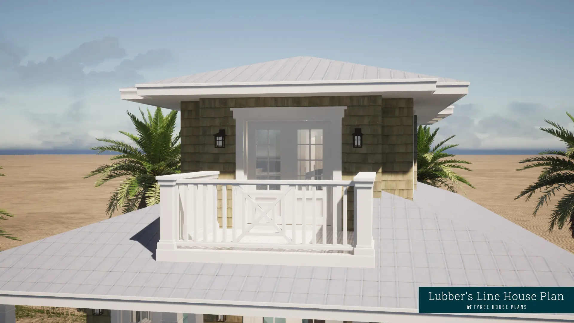 Private sundeck attached to master suite. Lubber's Line by Tyree House Plans