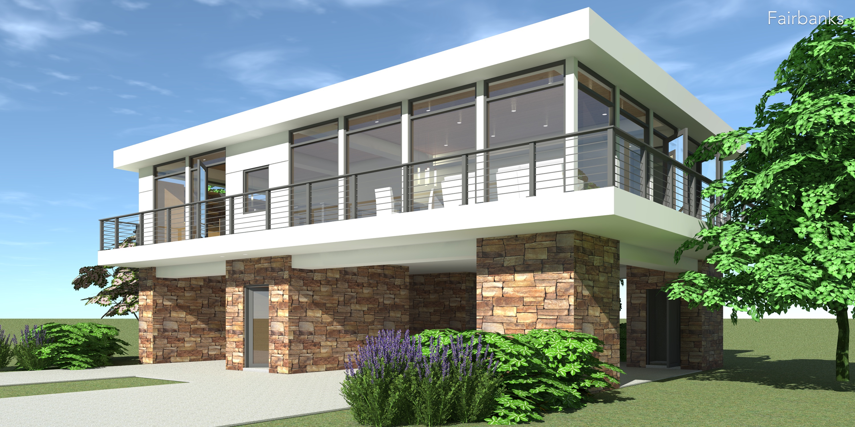 Elevated Modern Home. 2 Bedrooms. Tyree House Plans.