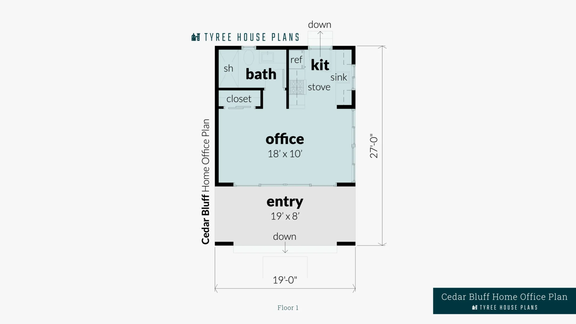 Cedar Bluff Home Office Plan Floor Artwork by Tyree House Plans