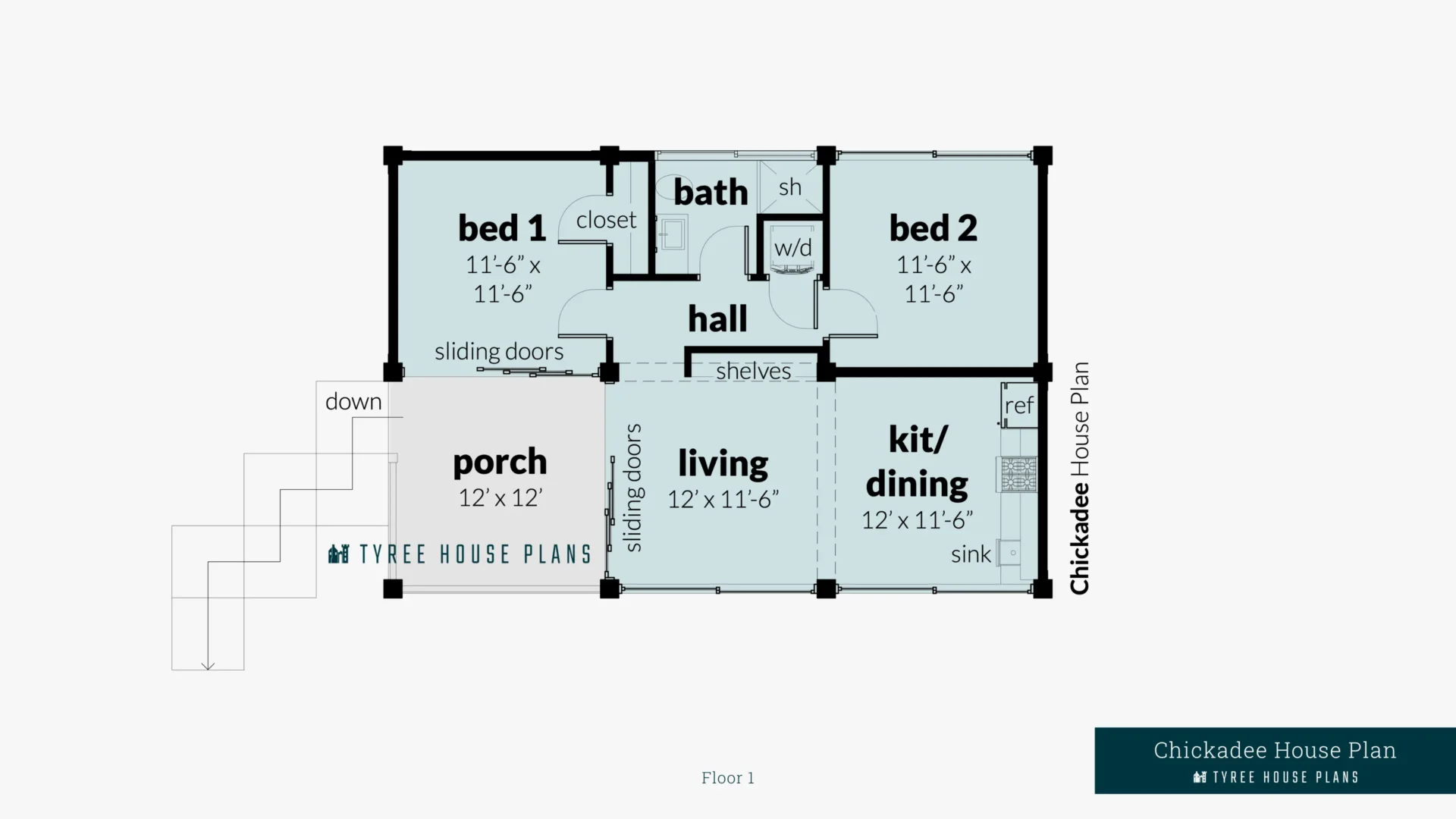 Chickadee House Plan Floor Artwork by Tyree House Plans