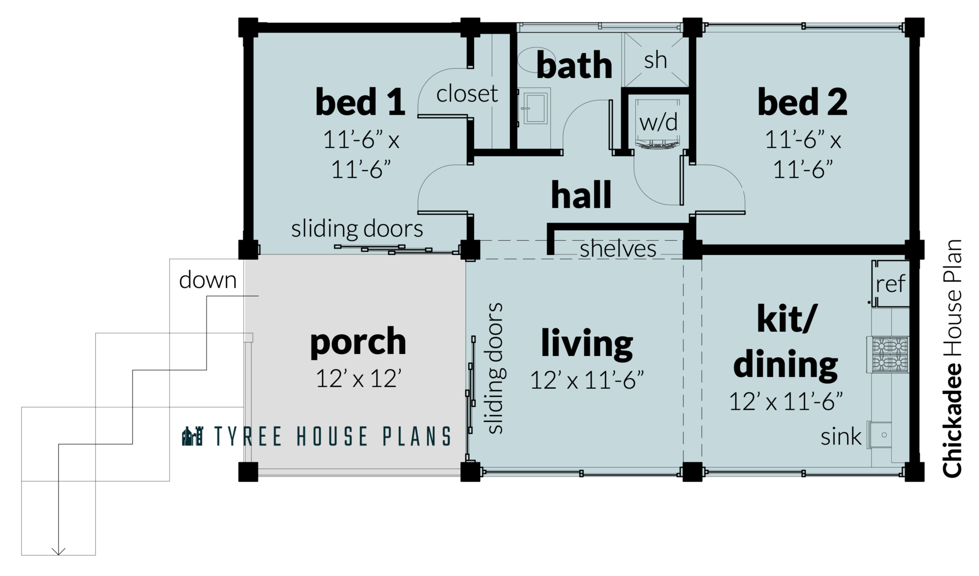 Floor Plan. Chickadee by Tyree House Plans