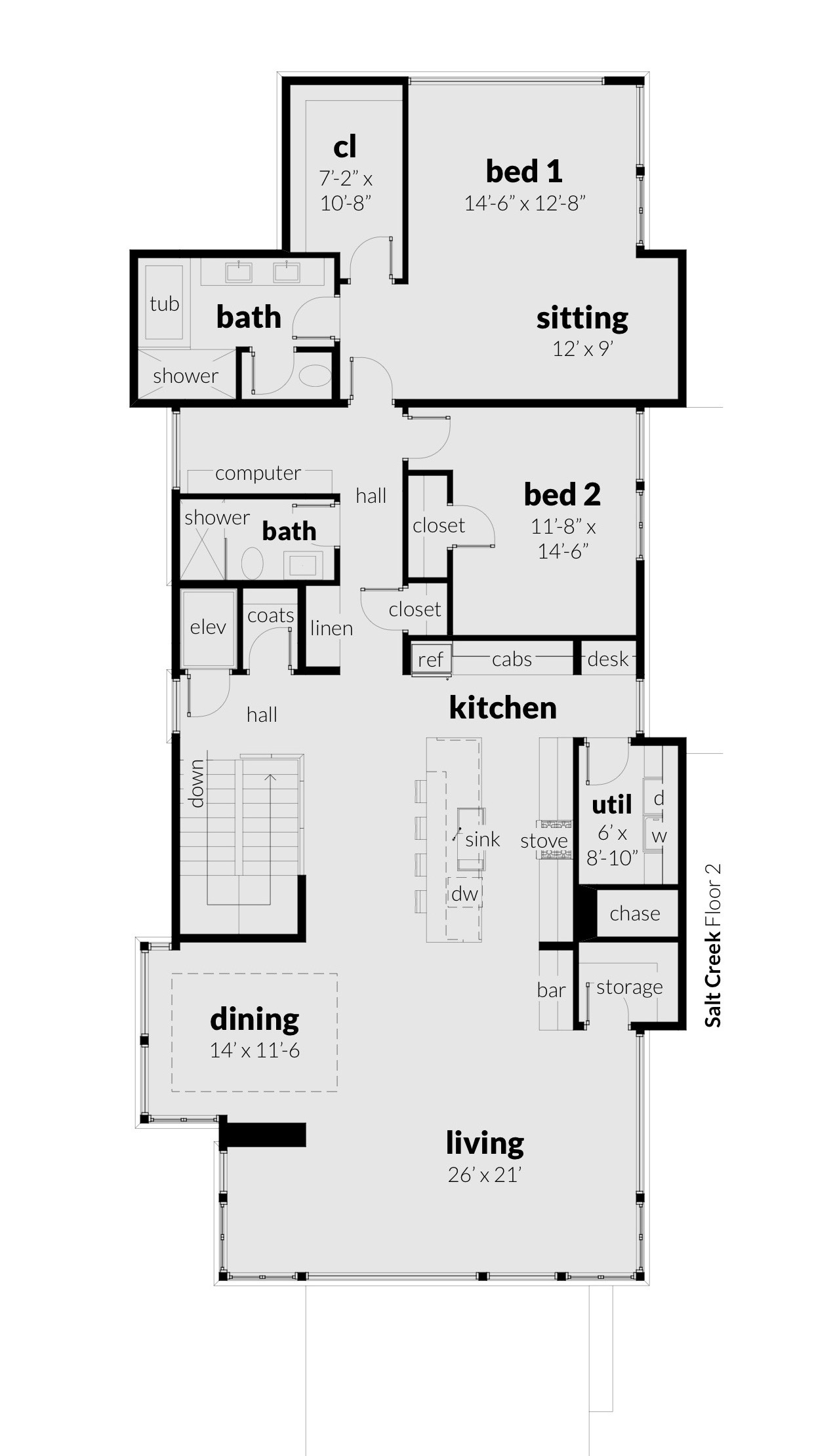 Floor 2, Salt Creek House Plan by Tyree House Plans