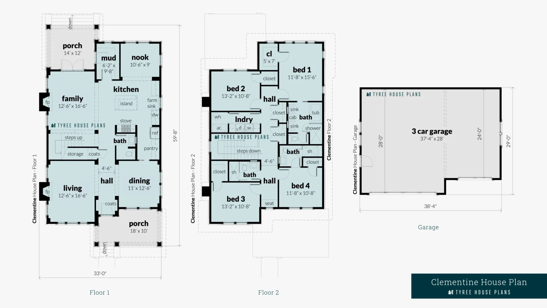 Clementine House Plan Floor Artwork by Tyree House Plans