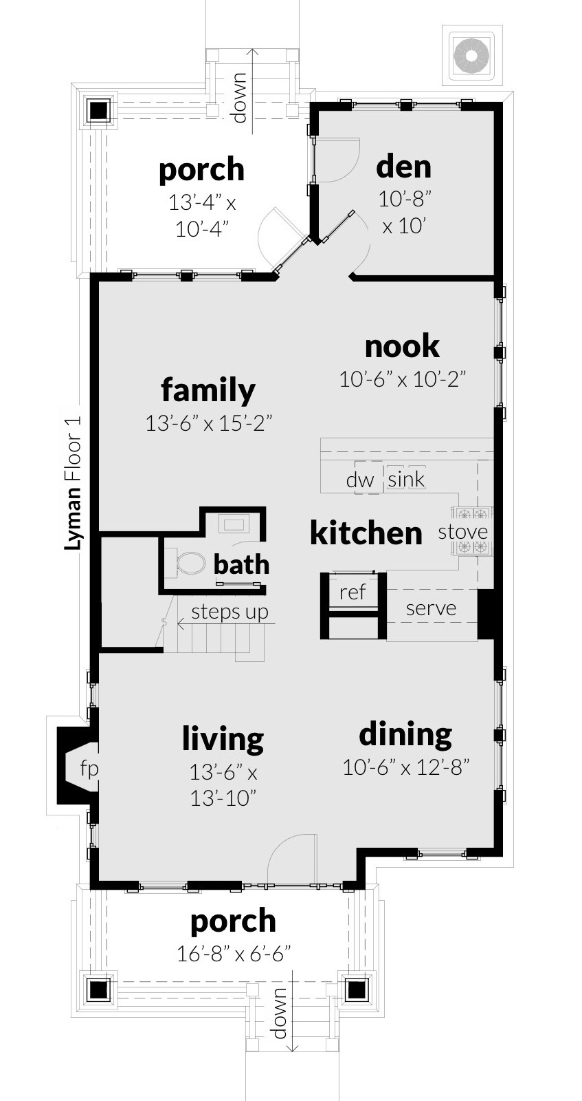 Floor 1. Lyman by Tyree House Plans.