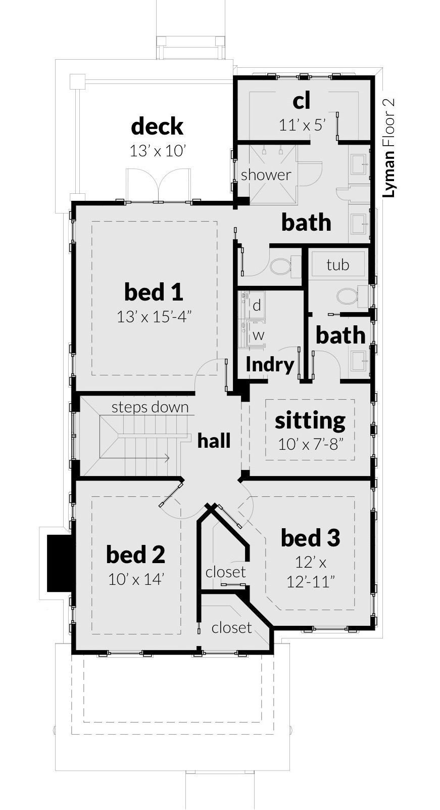 Floor 2. Lyman by Tyree House Plans.