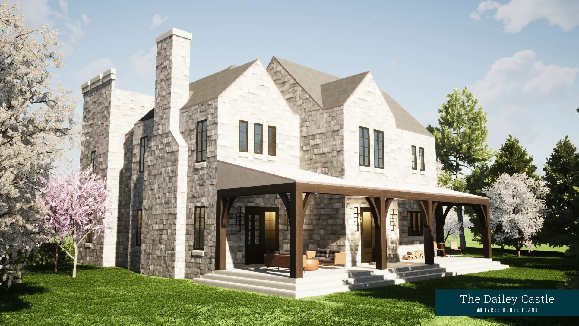 Right Rear. Dailey Castle by Tyree House Plans.