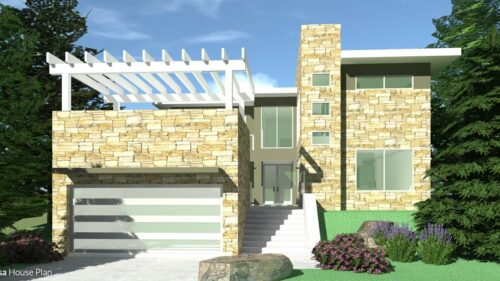 Modern Courtyard Home with Rooftop Terrace. Odessa by Tyree House Plans.