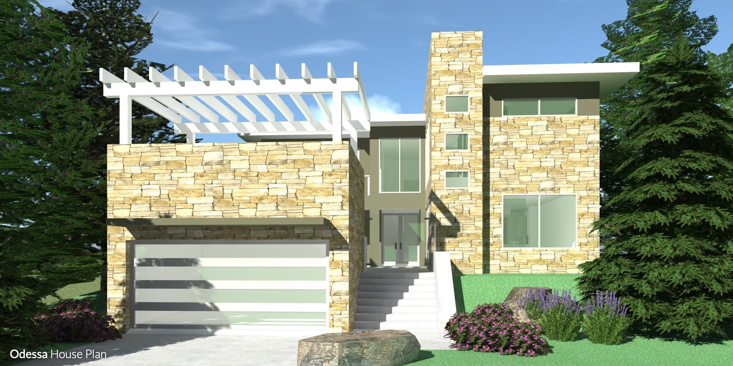 Modern Courtyard Home with Rooftop Terrace. Odessa by Tyree House Plans.