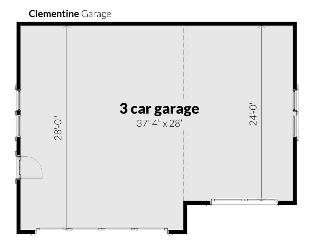 Floor plan. Clementine Garage by Tyree House Plans.