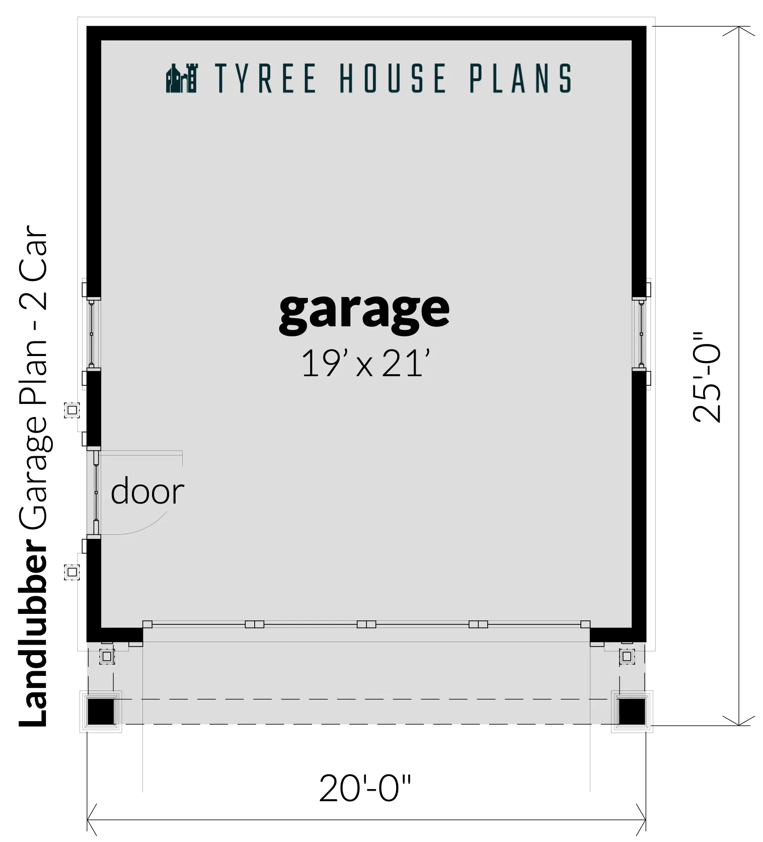 Floor - Landlubber Garage Plan - 2 Car by Tyree House Plans