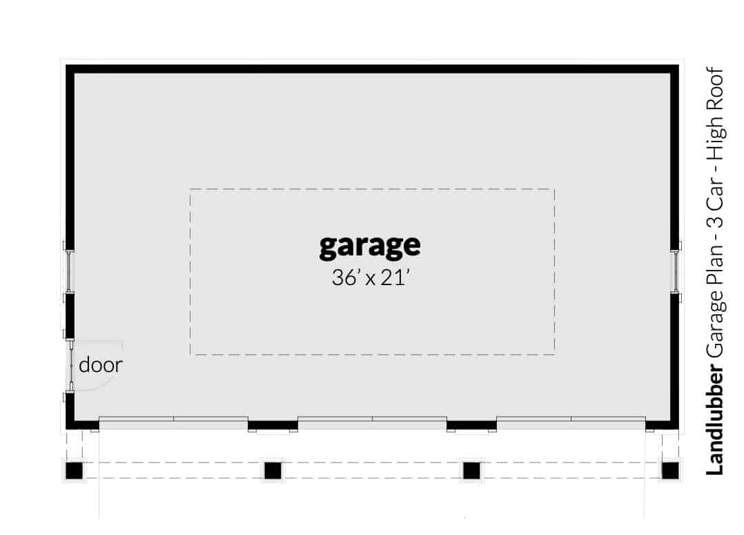 Landlubber Garage Plan - 3 Car - High Roof