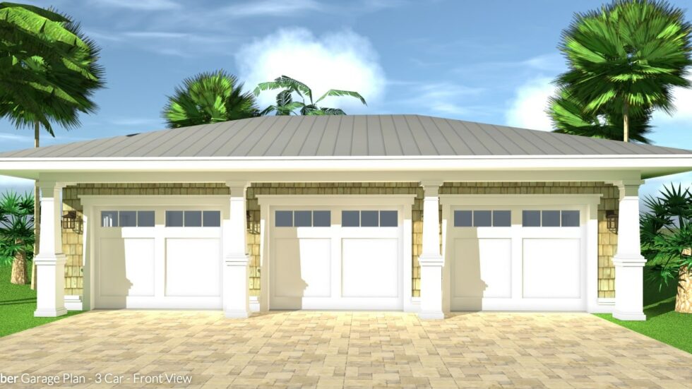 Landlubber Garage Plan - 3 Car. Created by Tyree House Plans