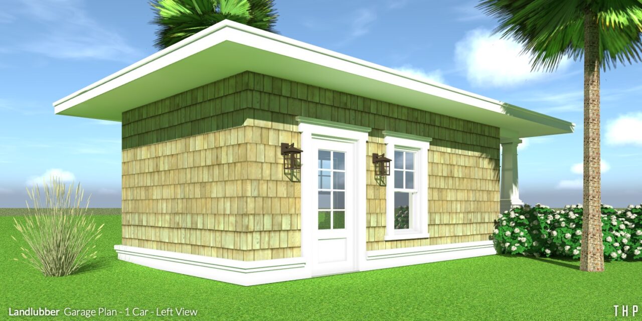 1 Car Garage with Columns. Tyree House Plans.