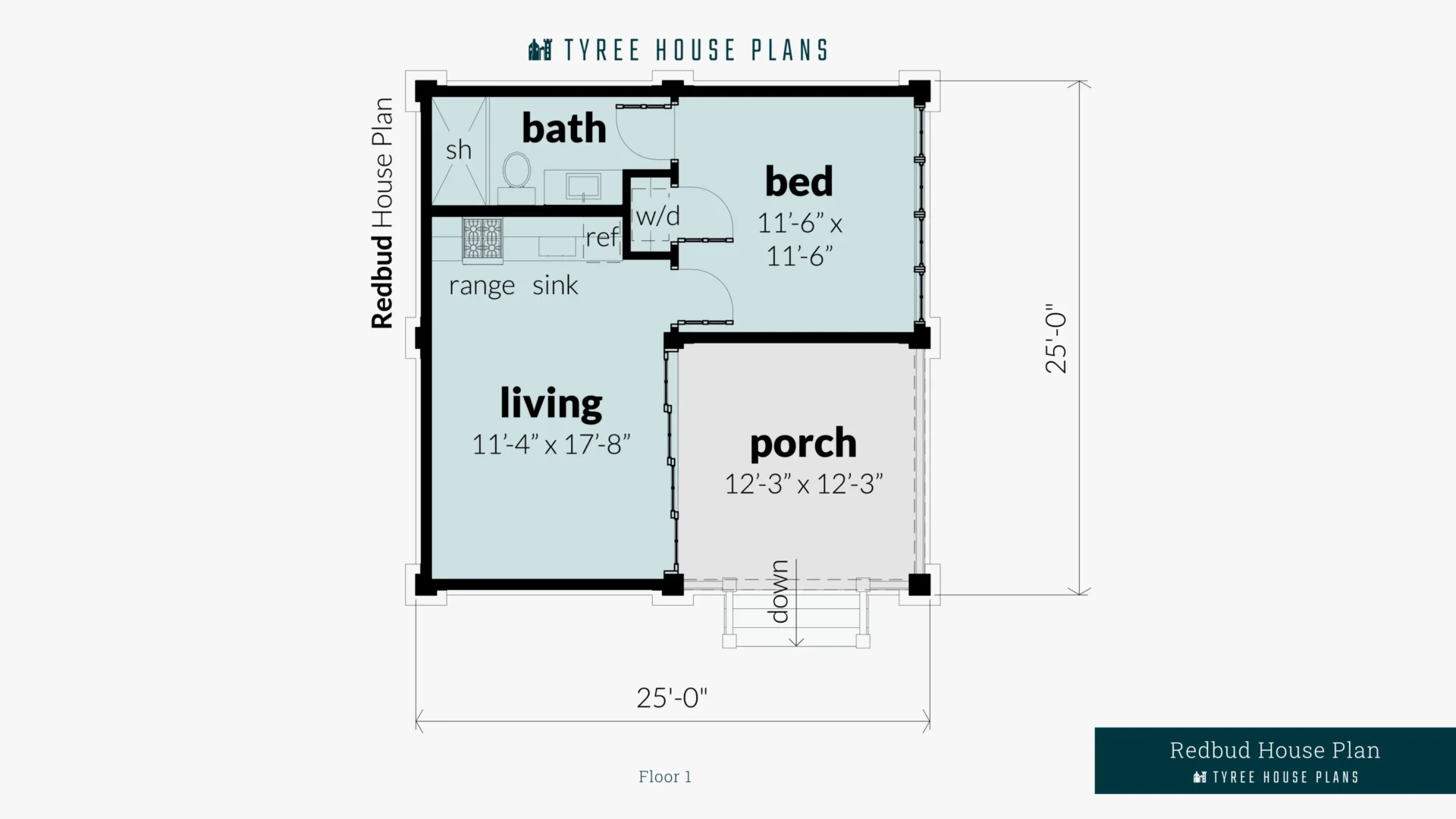 Redbud House Plan Floor Artwork by Tyree House Plans