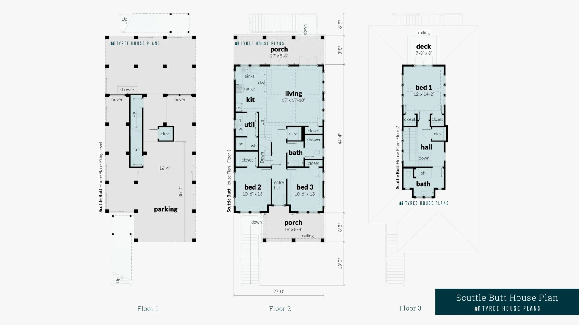 Scuttle Butt House Plan Floor Artwork by Tyree House Plans