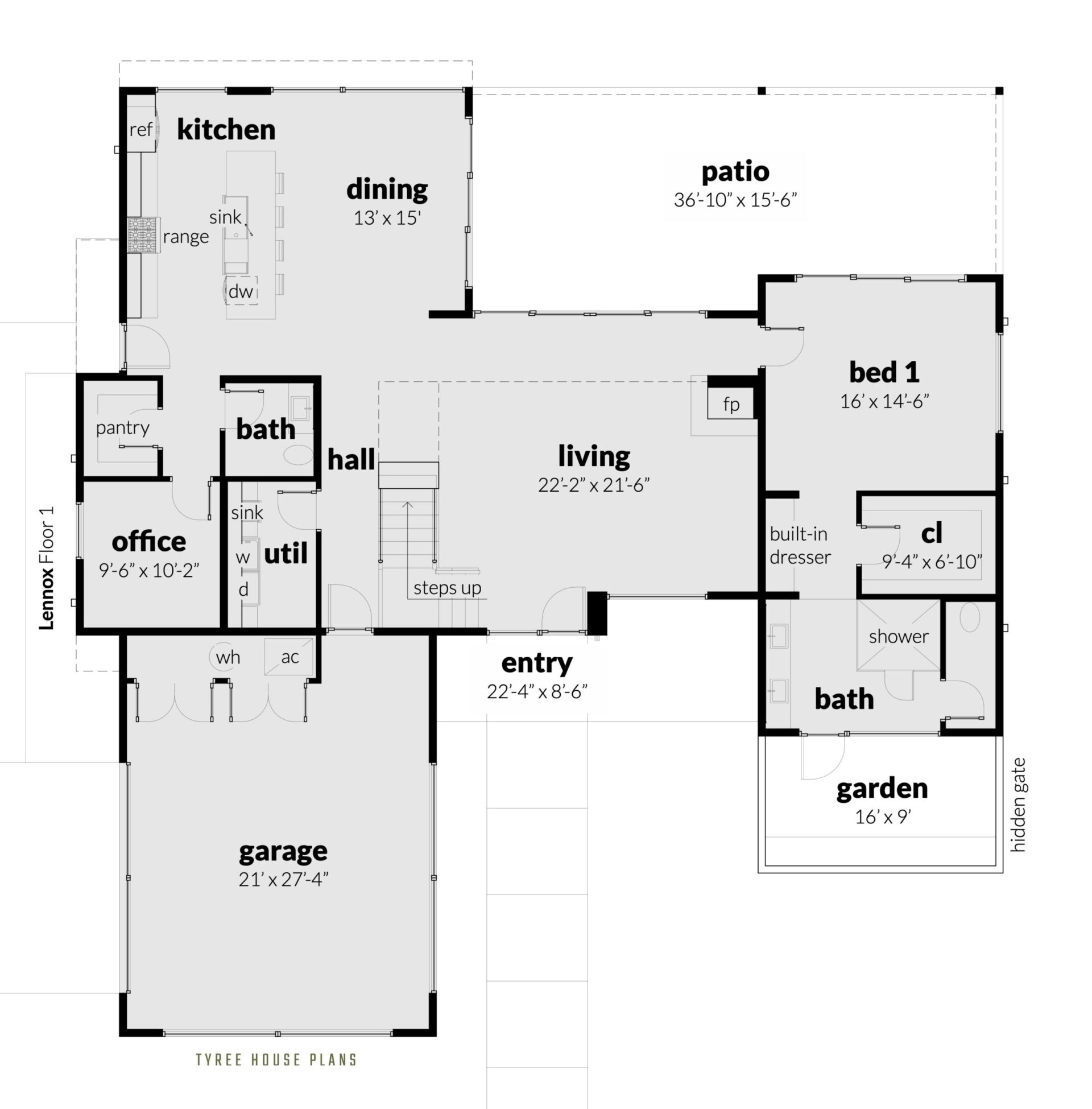 Floor 1. Lennox by Tyree House Plans