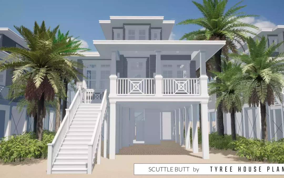 Scuttle Butt. Three Bedroom With Elevator Beach House Plan.